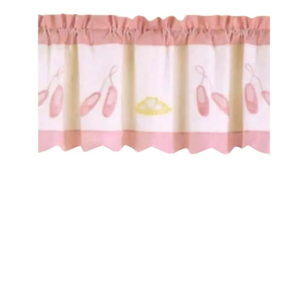 Ballet Recital Pink & White Ballet Embroidered Valance Curtain